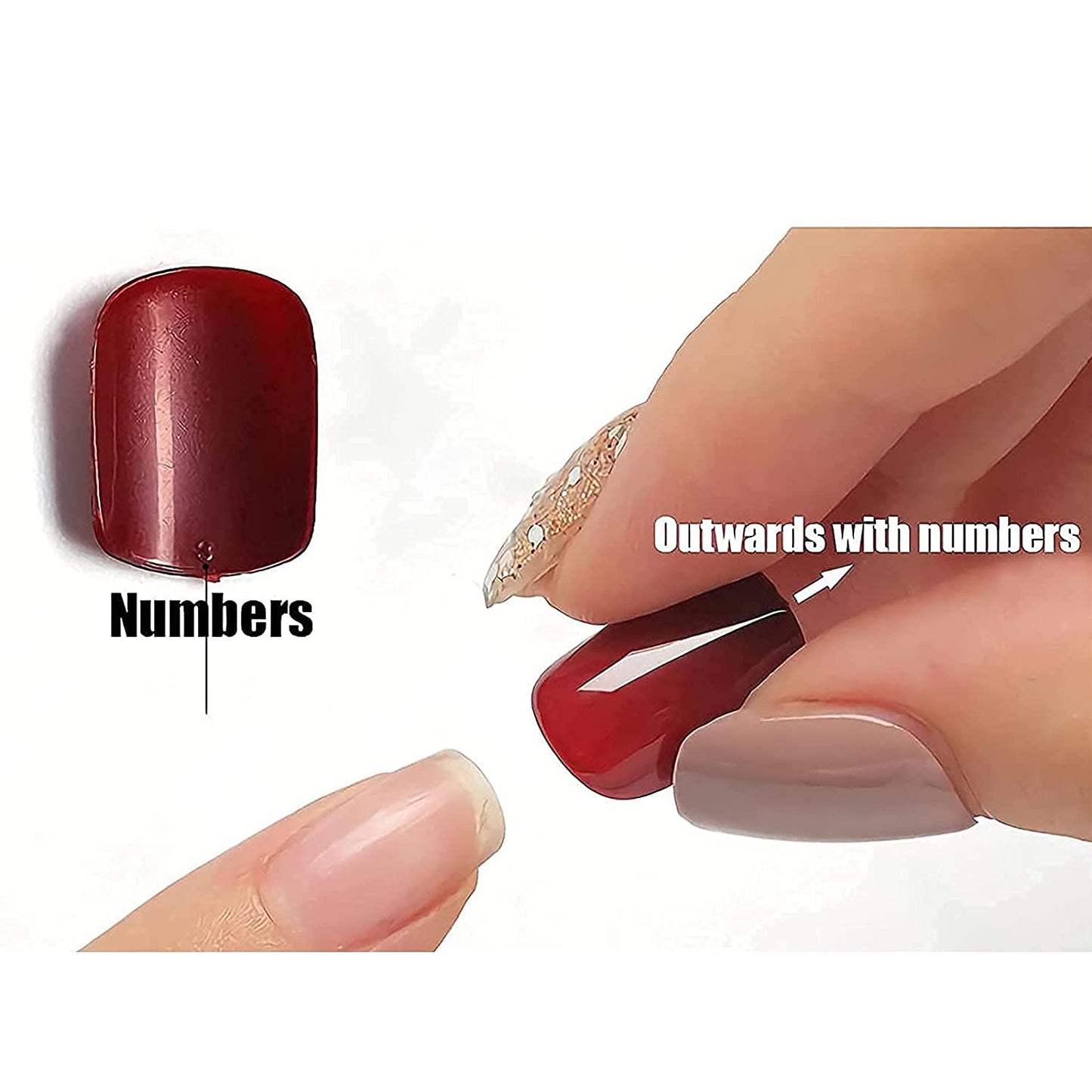 Press on Nails - Short Square Glue on Nails with Black Ink, Acrylic Gold Foil Design 24 Pcs