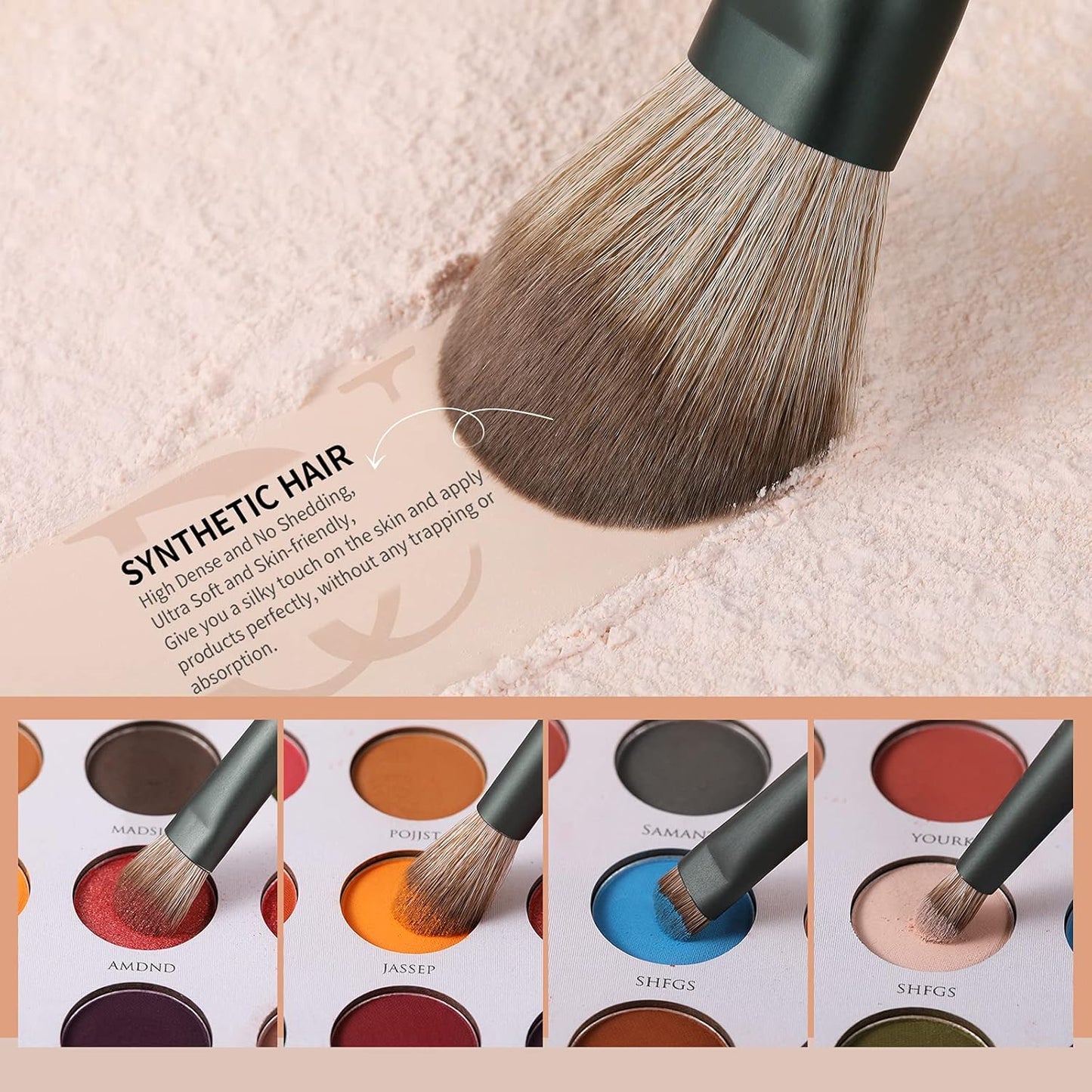 Makeup Brushes 14Pcs with 3Pcs Makeup Spong & Cosmetic Bag - Lime Mojito Series Makeup Brush Set for Foundation Blending Face Powder Blush Concealers Eye Shadows