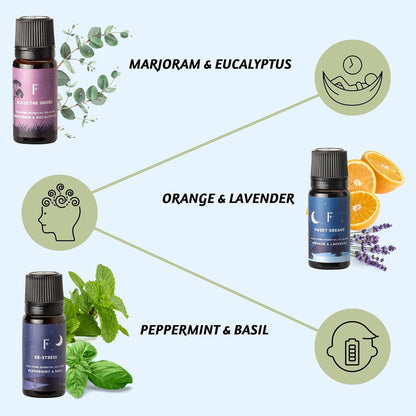 Sleep Essential Oils Set | Set of 6 Pure Essential Oils for Diffusers for Home | Essential Oil Blend or Oil Diffuser Essential Oils | Lavender, Rosemary & Peppermint